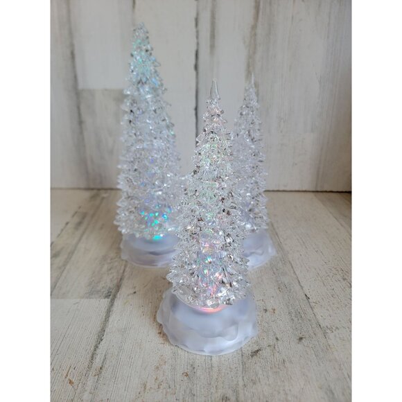 Clear acrylic tree color changing set Xmas home decor set figure - Picture 1 of 8